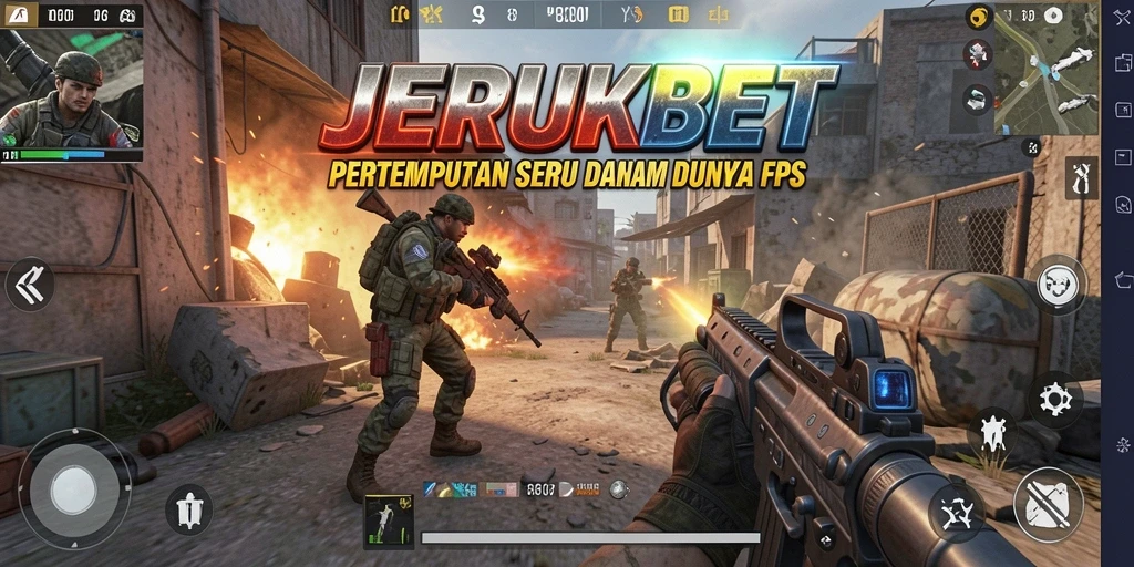 Tangkapan layar menunjukkan aksi intens dalam <strong>JERUKBET</strong> dengan gameplay FPS yang mengesankan.