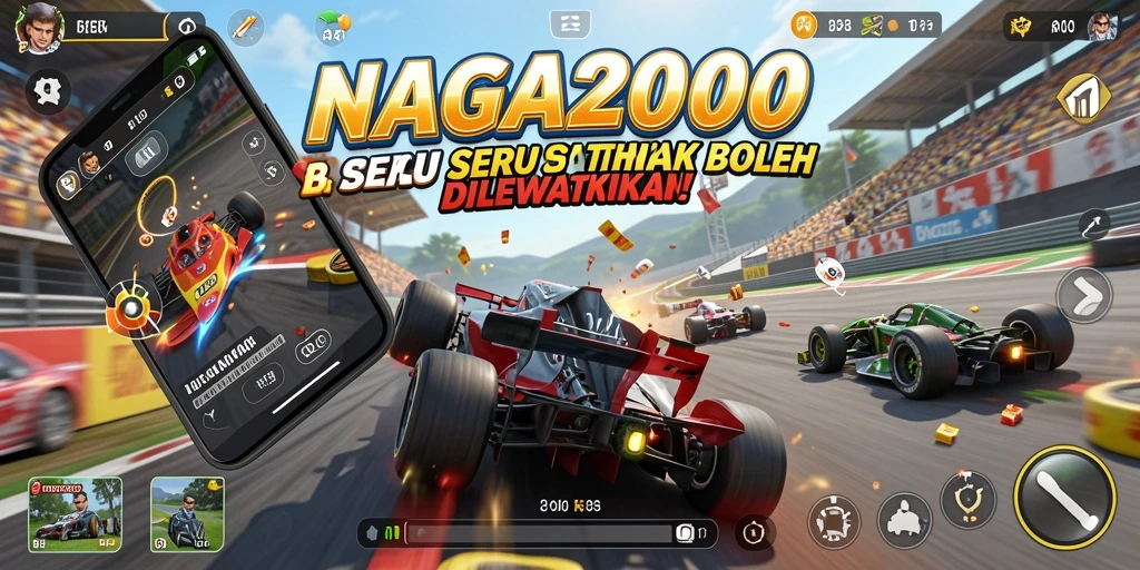 Tampilan menarik dari gameplay balapan di NAGA2000 yang mendebarkan.