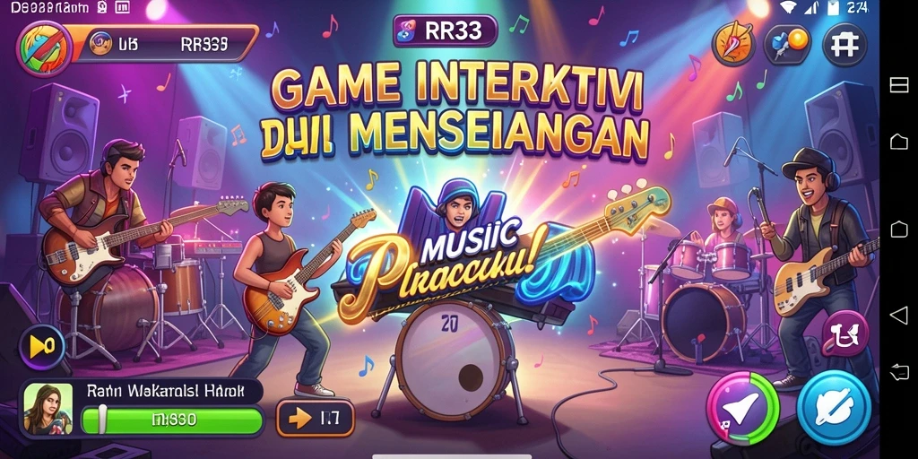 Screenshot gameplay RR33 menunjukkan interaksi musik yang seru dan menyenangkan.