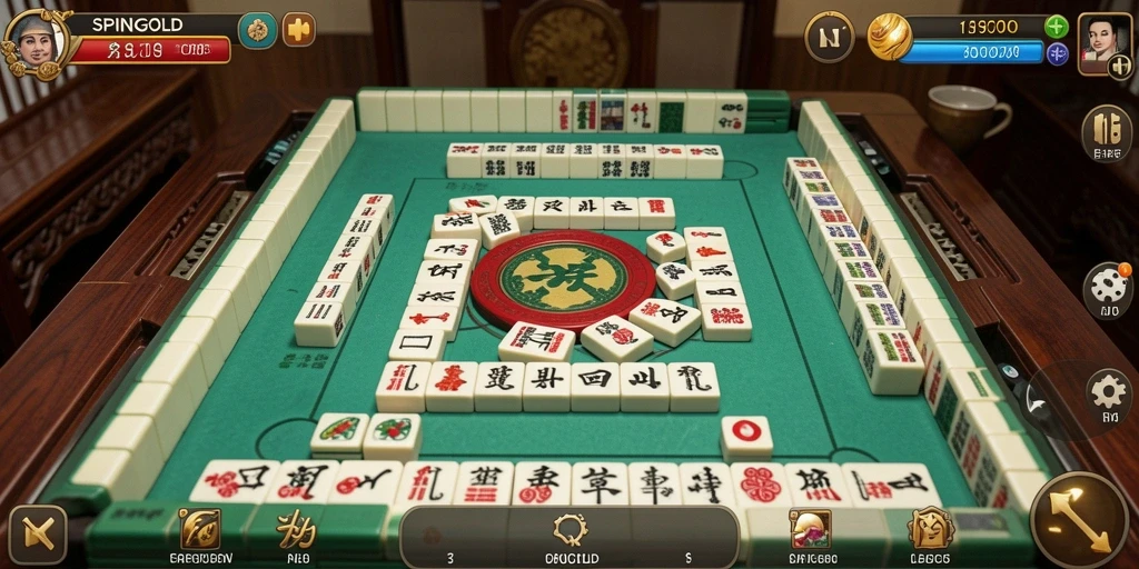 Screenshot gameplay SPINGOLD yang menunjukkan aksi permainan Mahjong yang mendebarkan.
