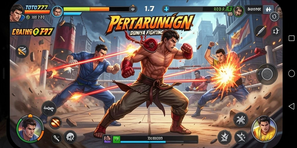Tampilan gameplay TOTO777 dengan pertarungan mendebarkan.