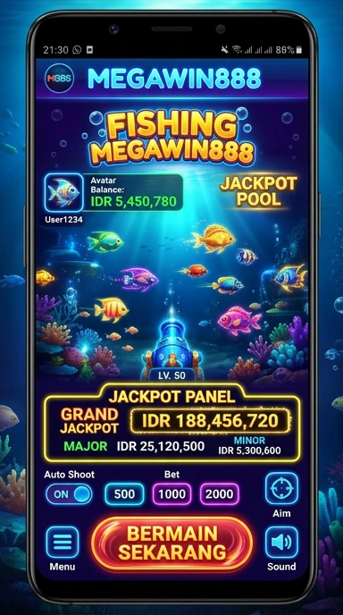 Screenshot dari tampilan utama aplikasi megawin888.